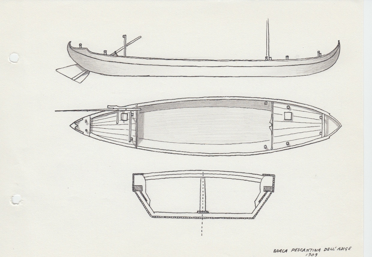 039 Barca pescantina dell'Adige - 1909 - battelleria di fiume e di canale